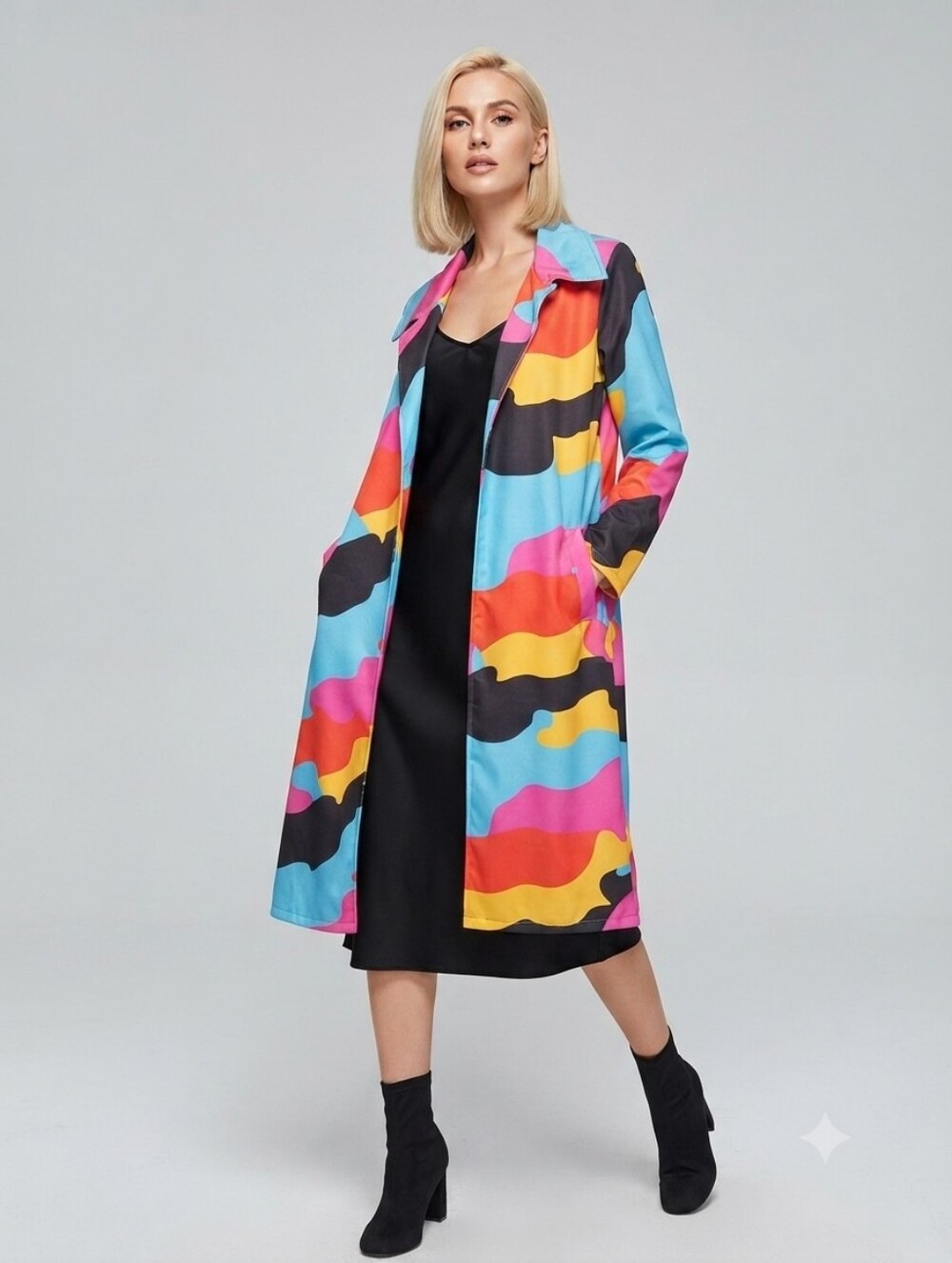 Kate Hewko Multicolor Abstract Maximalist Pop Art Jacket Size O/D